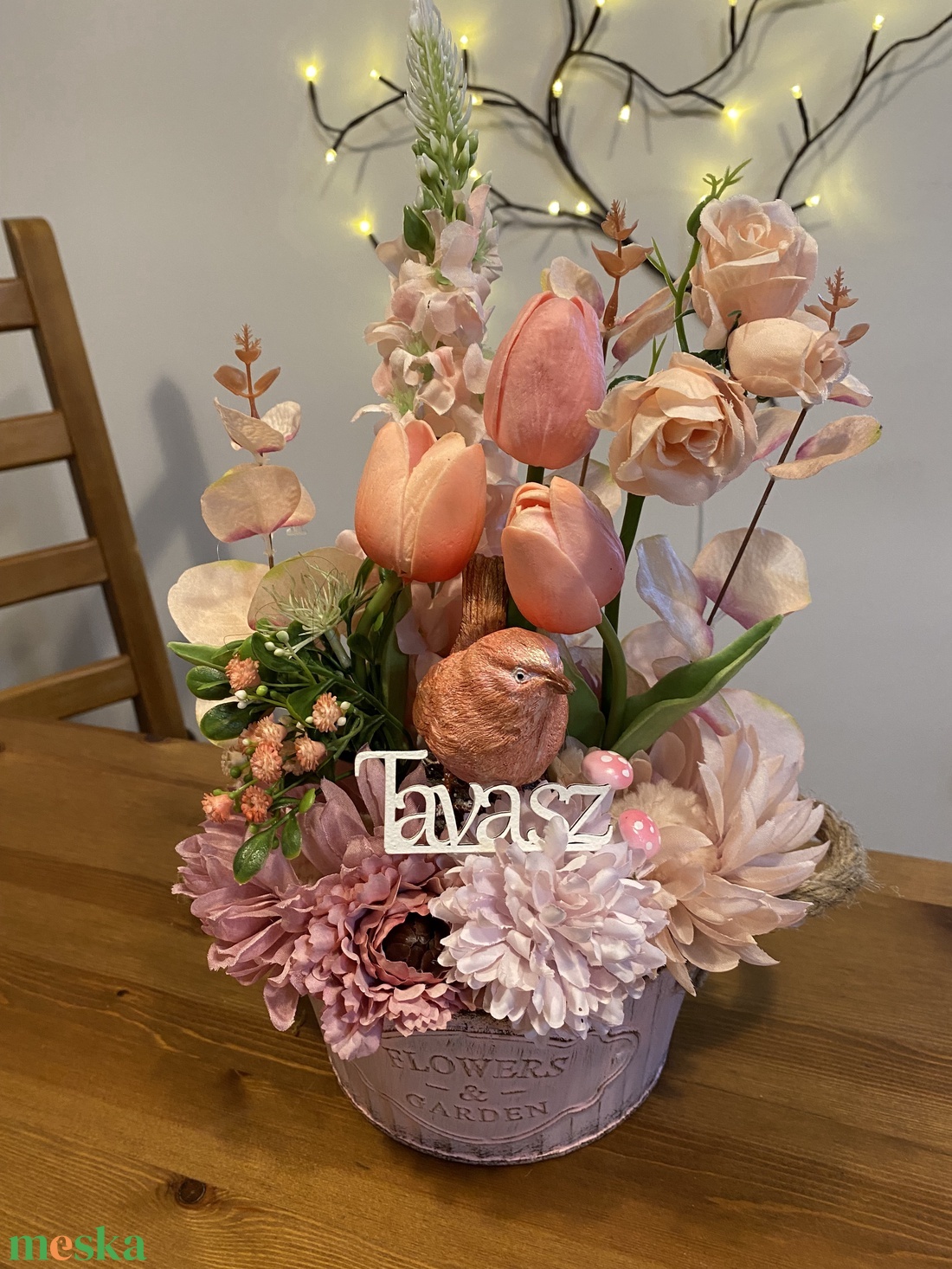 Tavaszi  virágos  asztal disz  - otthon & életmód - dekoráció - asztal és polc dekoráció - dekorációs tál, tartó - Meska.hu