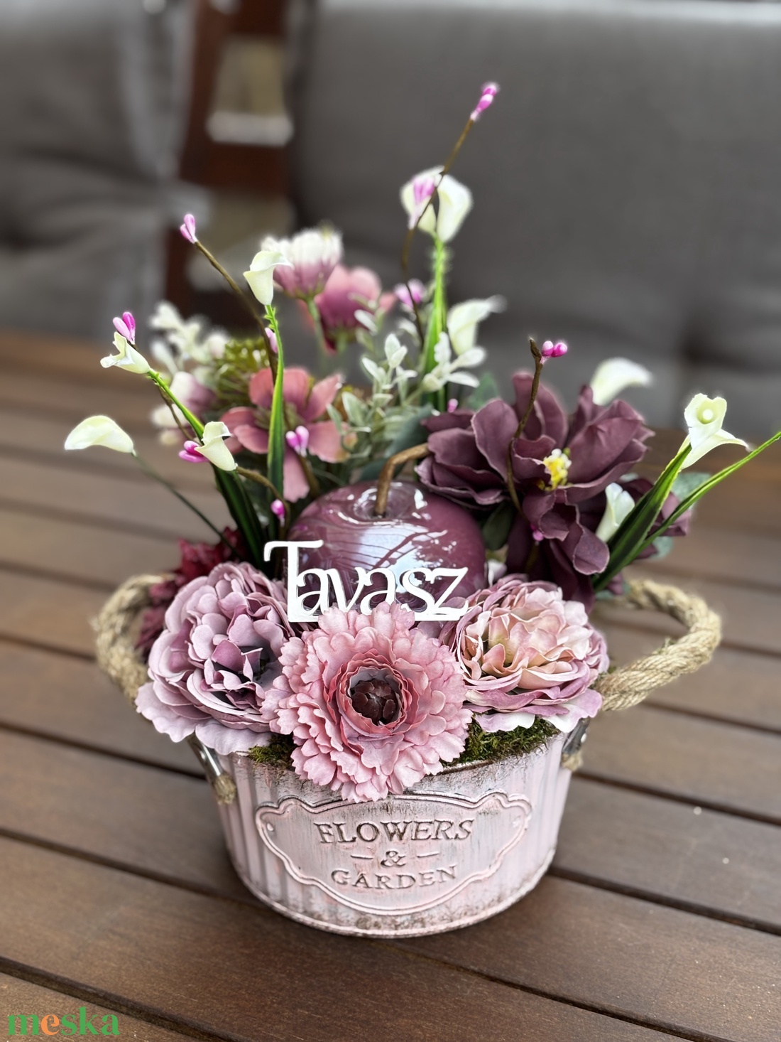 Tavaszi virágos  asztal disz  - otthon & életmód - dekoráció - asztal és polc dekoráció - dekorációs tál, tartó - Meska.hu