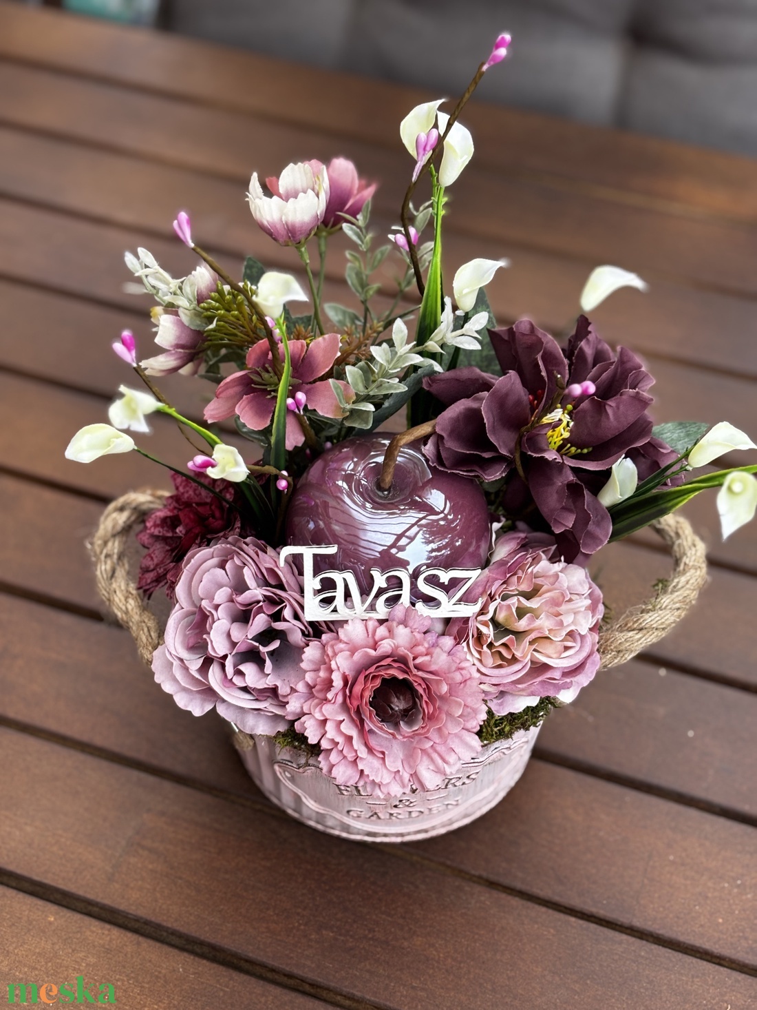 Tavaszi virágos  asztal disz  - otthon & életmód - dekoráció - asztal és polc dekoráció - dekorációs tál, tartó - Meska.hu