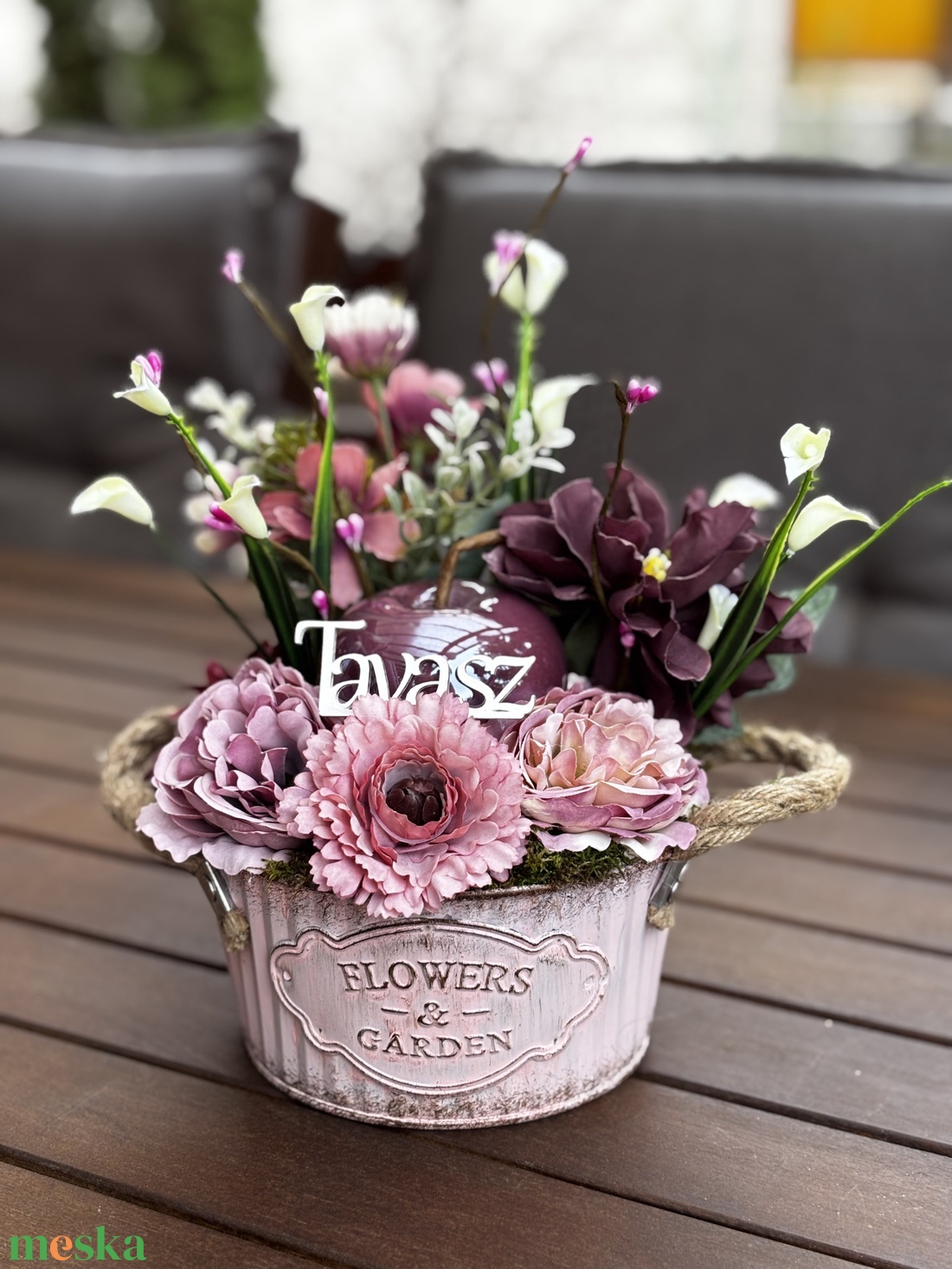 Tavaszi virágos  asztal disz  - otthon & életmód - dekoráció - asztal és polc dekoráció - dekorációs tál, tartó - Meska.hu