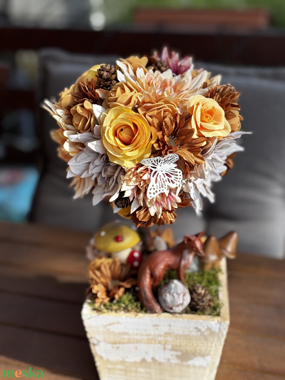  Tavaszi nyári rókás   asztal disz - karácsony - karácsonyi lakásdekoráció - karácsonyfadíszek - Meska.hu