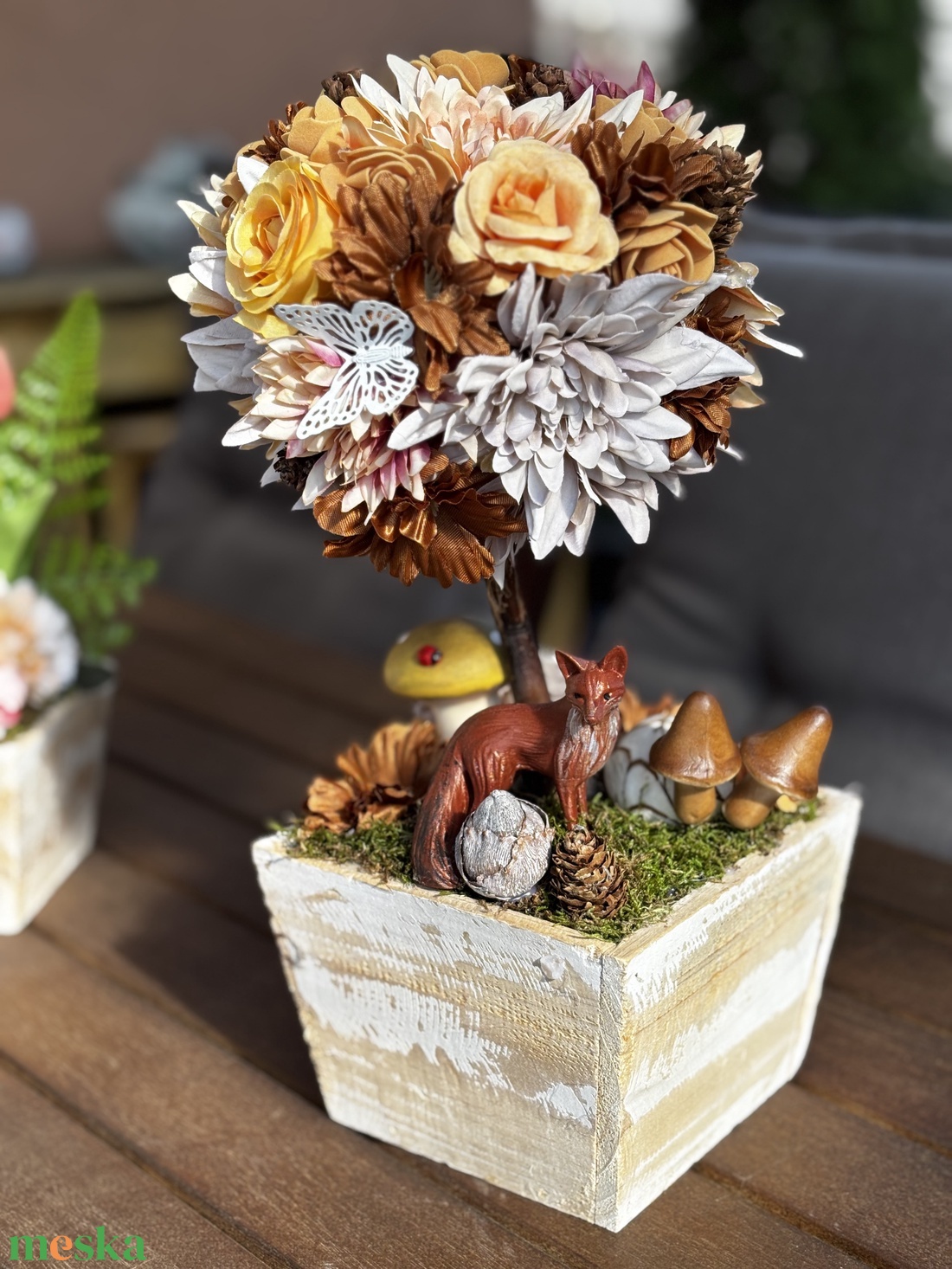  Tavaszi nyári rókás   asztal disz - karácsony - karácsonyi lakásdekoráció - karácsonyfadíszek - Meska.hu