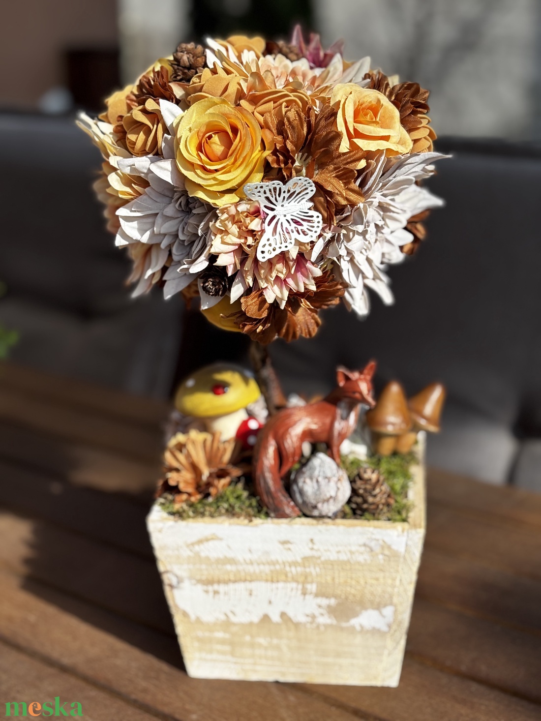  Tavaszi nyári rókás   asztal disz - karácsony - karácsonyi lakásdekoráció - karácsonyfadíszek - Meska.hu