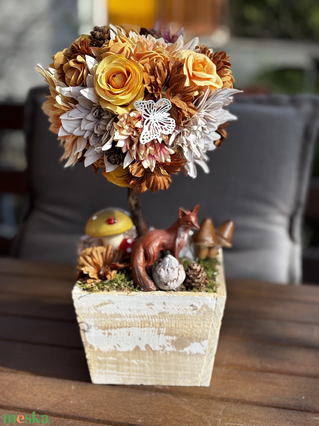  Tavaszi nyári rókás   asztal disz - karácsony - karácsonyi lakásdekoráció - karácsonyfadíszek - Meska.hu