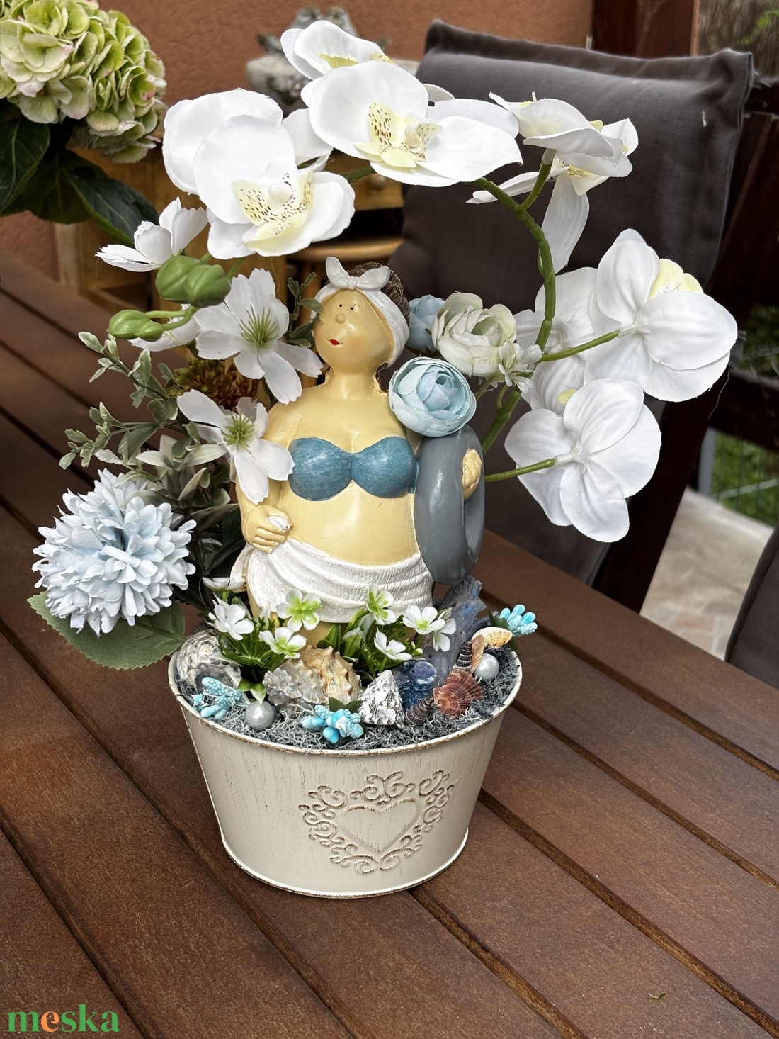 Nyári orchidea Asztal dekoráció  - otthon & életmód - virágdekoráció - virágdíszek - virágdísz kaspóban - Meska.hu