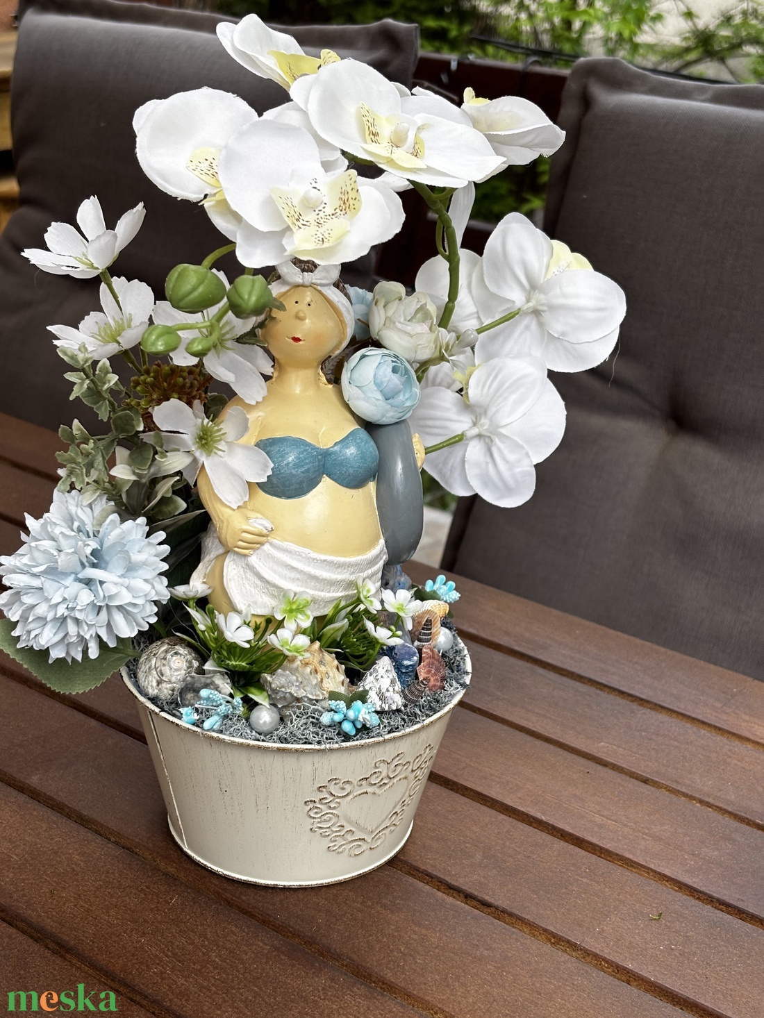 Nyári orchidea Asztal dekoráció  - otthon & életmód - virágdekoráció - virágdíszek - virágdísz kaspóban - Meska.hu