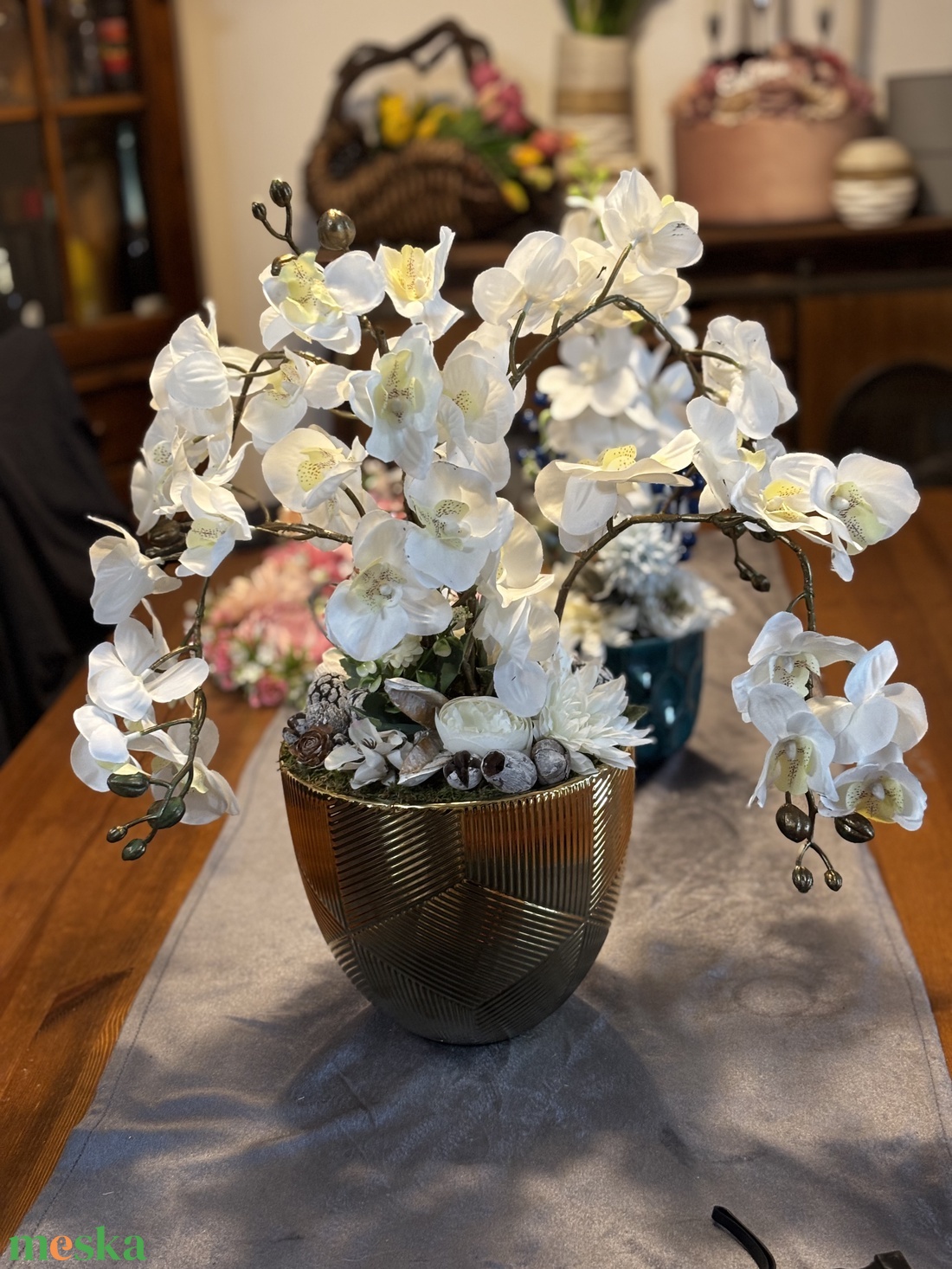 Orchidea nyári  asztal disz  - otthon & életmód - dekoráció - asztal és polc dekoráció - dekorációs tál, tartó - Meska.hu
