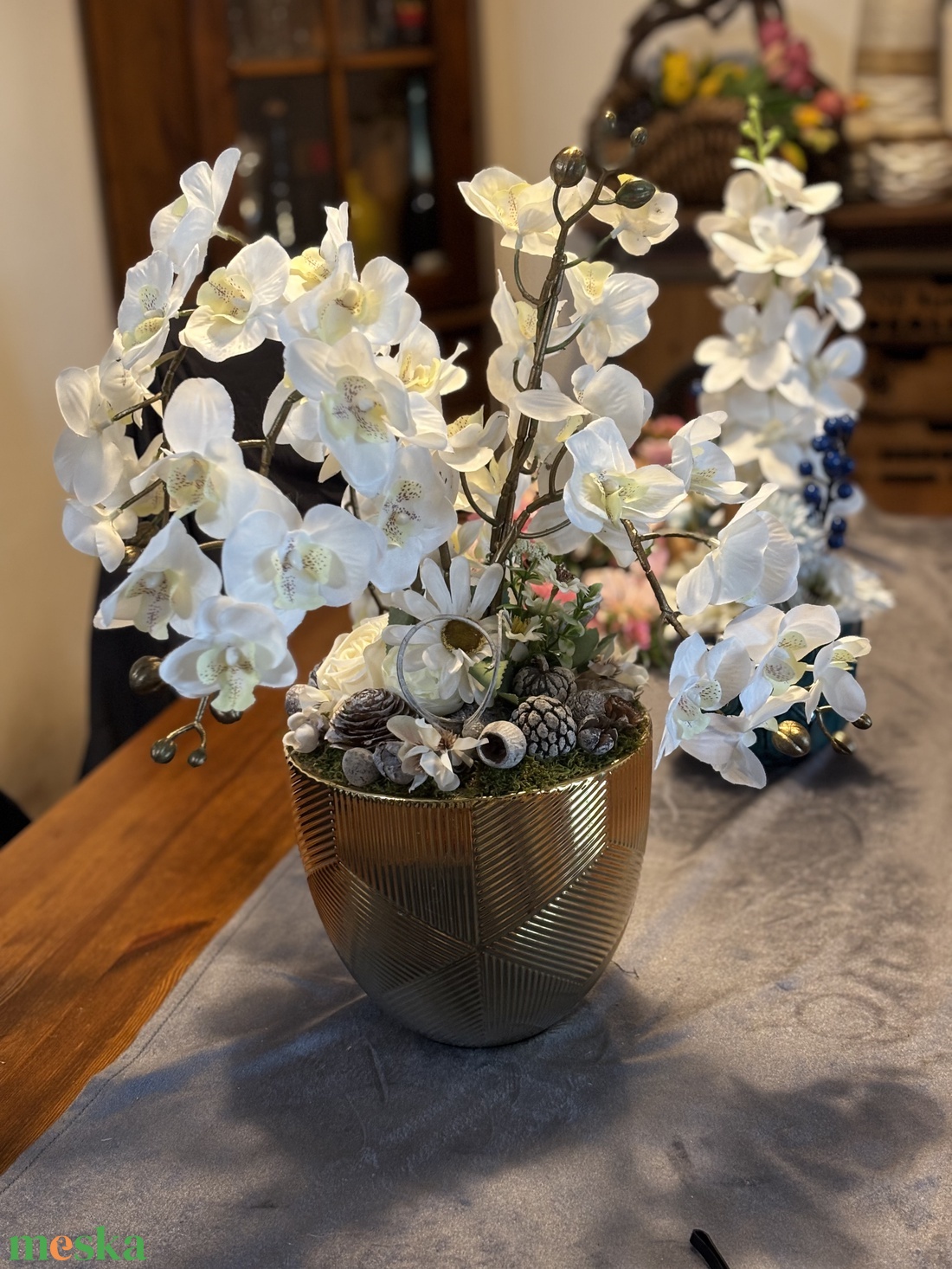 Orchidea nyári  asztal disz  - otthon & életmód - dekoráció - asztal és polc dekoráció - dekorációs tál, tartó - Meska.hu