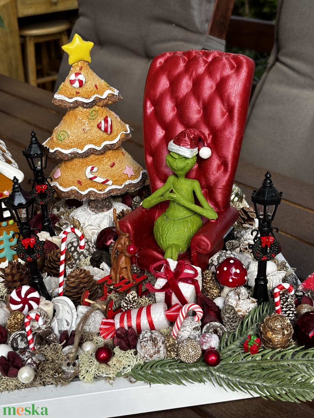 Grincs karácsonyi advent asztal disz  - karácsony - karácsonyi lakásdekoráció - karácsonyi ajtódíszek - Meska.hu