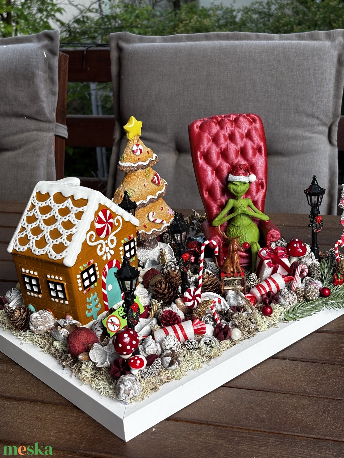 Grincs karácsonyi advent asztal disz  - karácsony - karácsonyi lakásdekoráció - karácsonyi ajtódíszek - Meska.hu