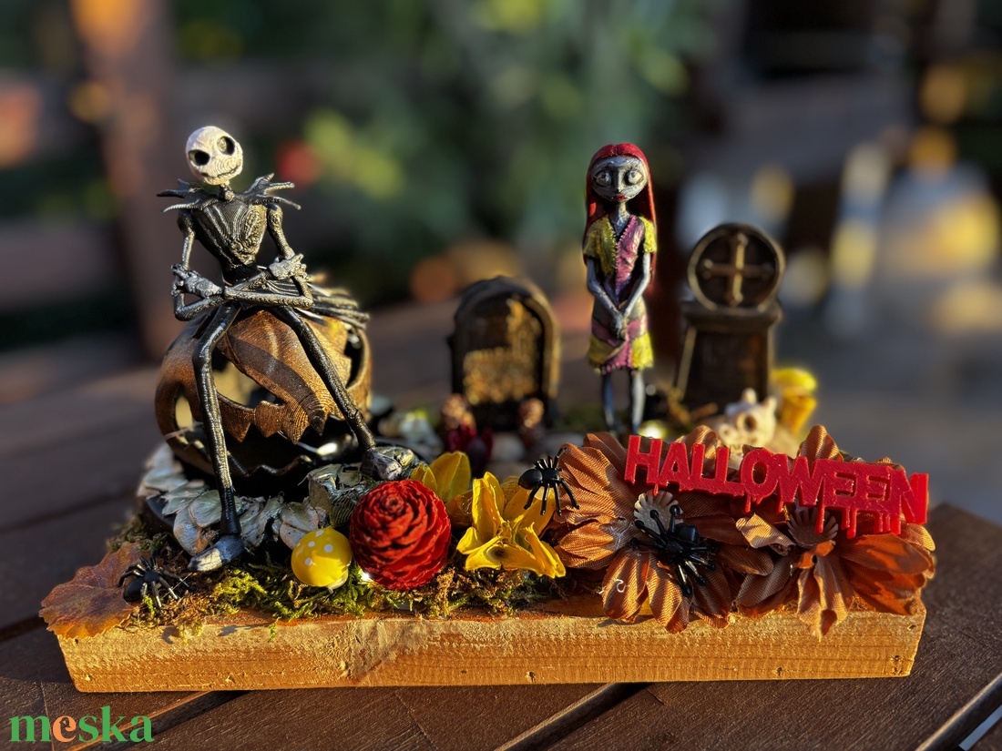 Jack Skallington és Sally Halloween  őszi  asztal dísz  - otthon & életmód - dekoráció - halloween - halloweeni asztaldísz - Meska.hu