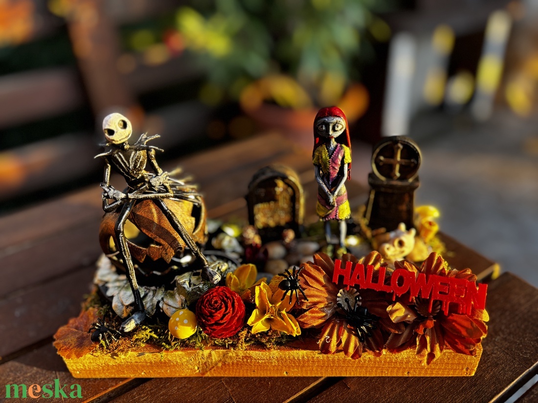 Jack Skallington és Sally Halloween  őszi  asztal dísz  - otthon & életmód - dekoráció - halloween - halloweeni asztaldísz - Meska.hu