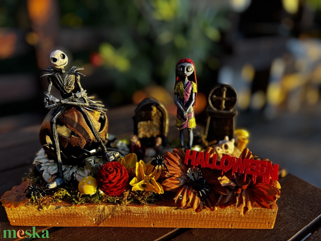 Jack Skallington és Sally Halloween  őszi  asztal dísz  - otthon & életmód - dekoráció - halloween - halloweeni asztaldísz - Meska.hu