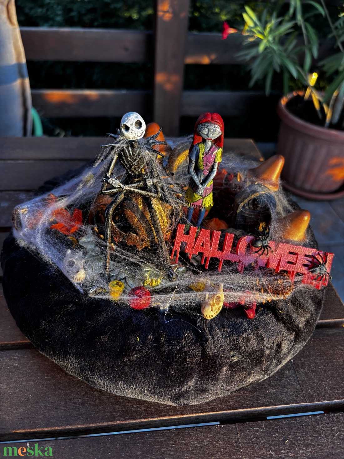 Jack Skallington és Sally Halloween  őszi  asztal dísz  - otthon & életmód - dekoráció - halloween - halloweeni asztaldísz - Meska.hu