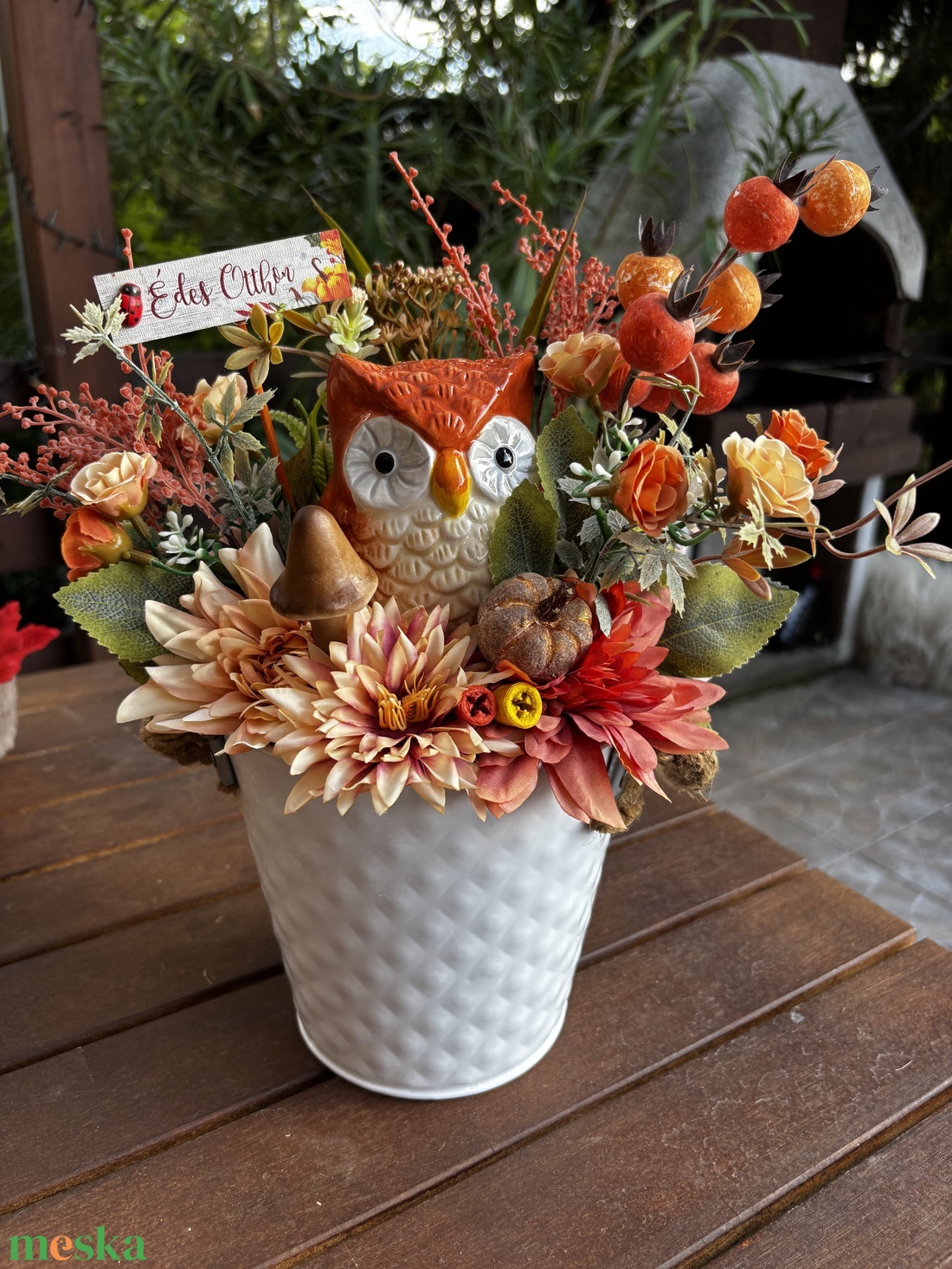 Baglyos   őszi  asztal dísz  - otthon & életmód - dekoráció - halloween - halloweeni asztaldísz - Meska.hu