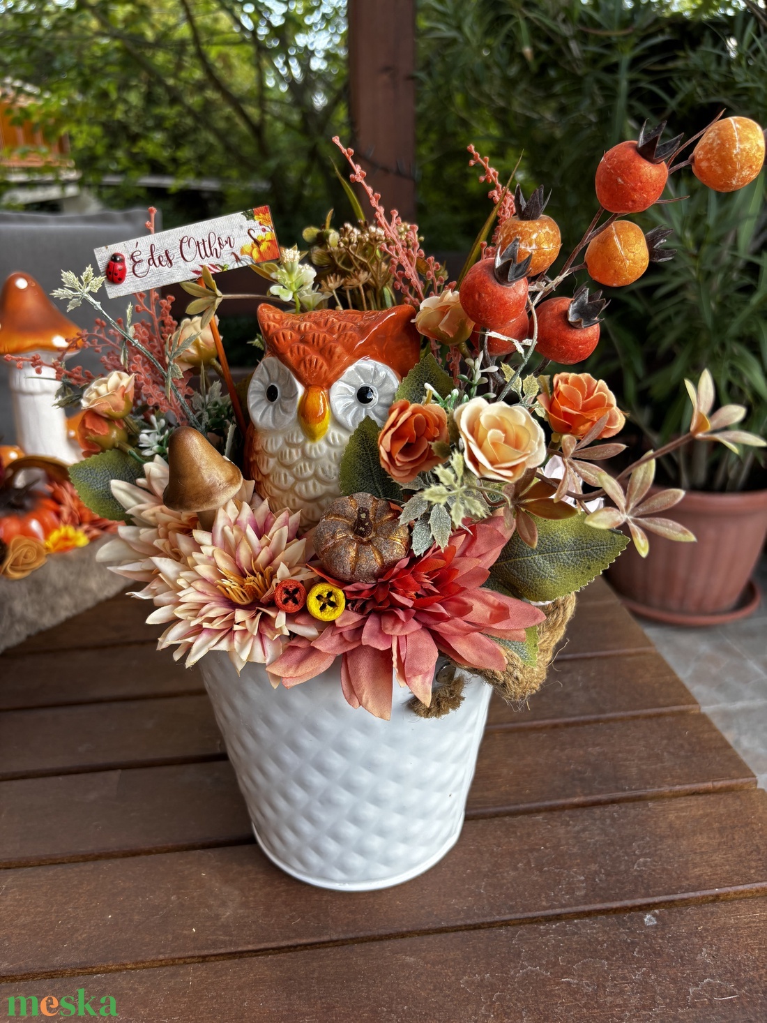 Baglyos   őszi  asztal dísz  - otthon & életmód - dekoráció - halloween - halloweeni asztaldísz - Meska.hu
