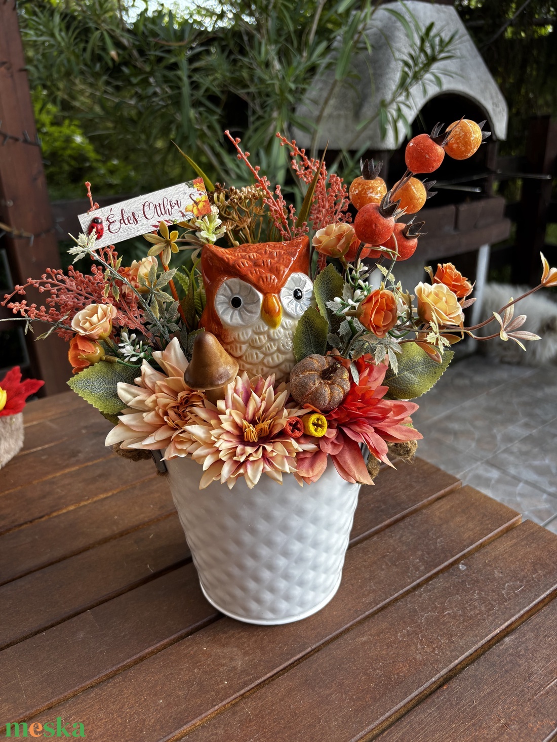 Baglyos   őszi  asztal dísz  - otthon & életmód - dekoráció - halloween - halloweeni asztaldísz - Meska.hu