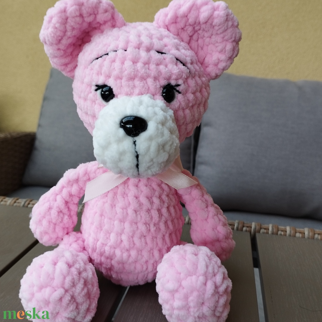 Horgolt plüss maci (rózsaszín) - játék & sport - plüssállat & játékfigura - maci - Meska.hu