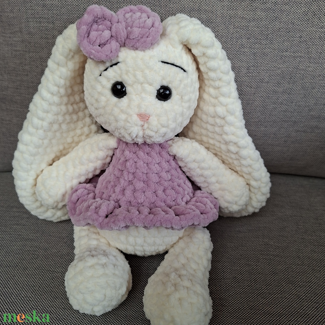 Hosszú fülű, krém színű horgolt nyuszilány - játék & sport - plüssállat & játékfigura - nyuszi - Meska.hu