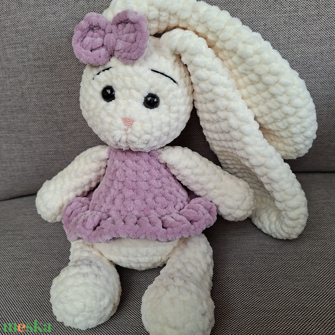 Hosszú fülű, krém színű horgolt nyuszilány - játék & sport - plüssállat & játékfigura - nyuszi - Meska.hu