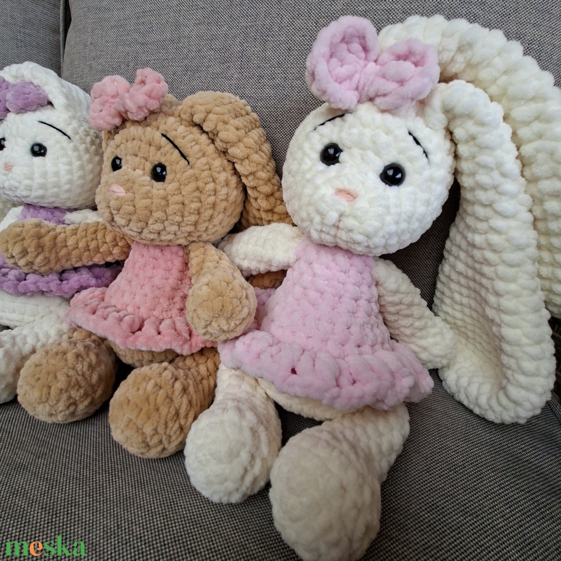 Hosszú fülű, krém színű horgolt nyuszilány - játék & sport - plüssállat & játékfigura - nyuszi - Meska.hu