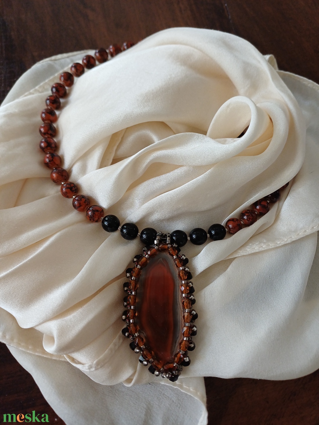 Achát lapos nyakék - ékszer - nyaklánc - medálos nyaklánc - Meska.hu