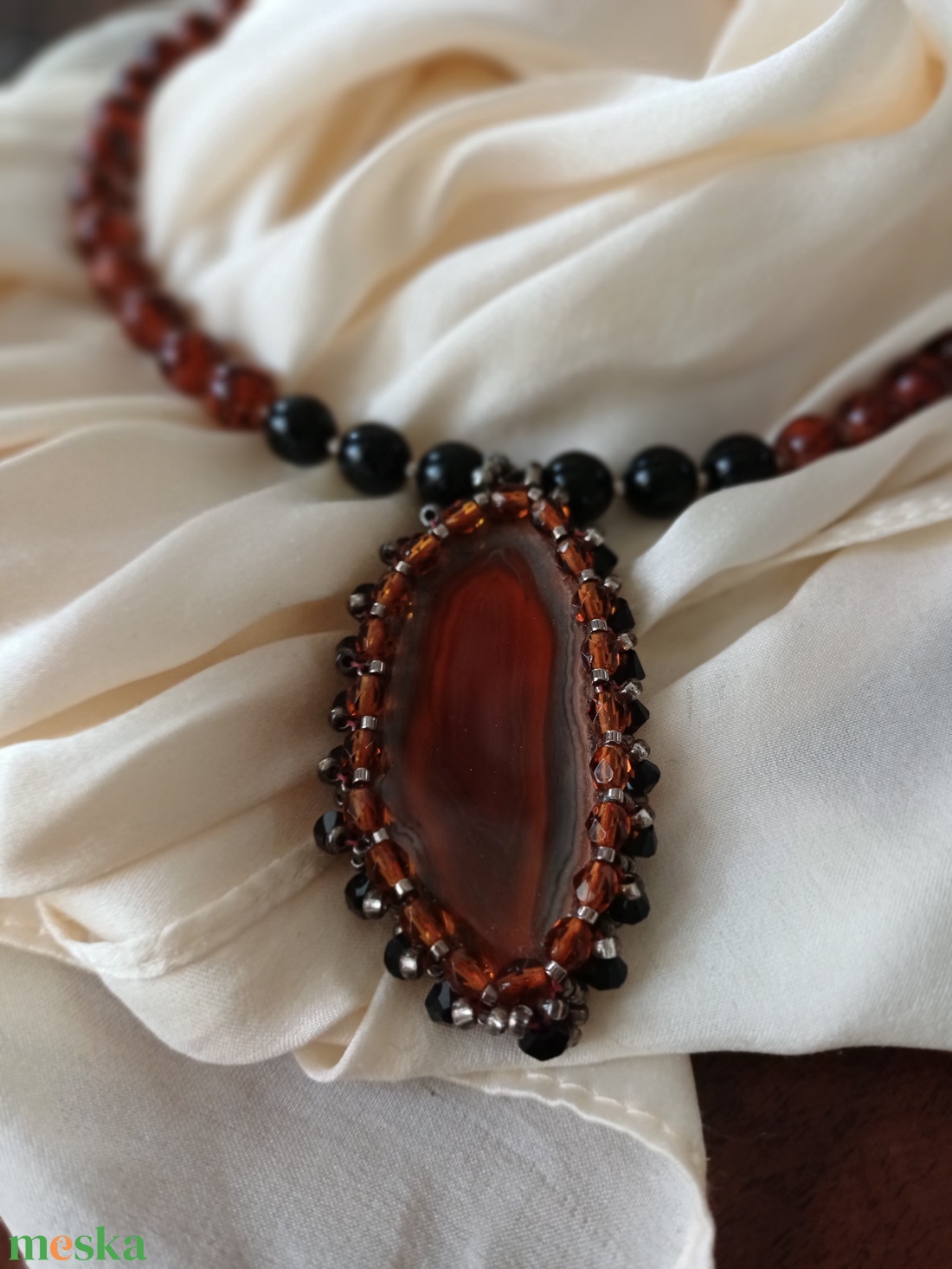 Achát lapos nyakék - ékszer - nyaklánc - medálos nyaklánc - Meska.hu