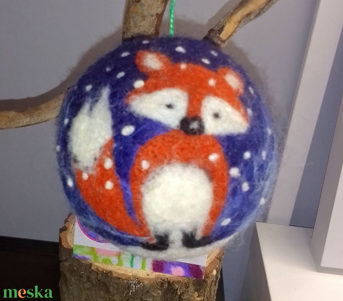 Nemezelt téli rók�s gömb - karácsony - karácsonyi lakásdekoráció - karácsonyfadíszek - Meska.hu