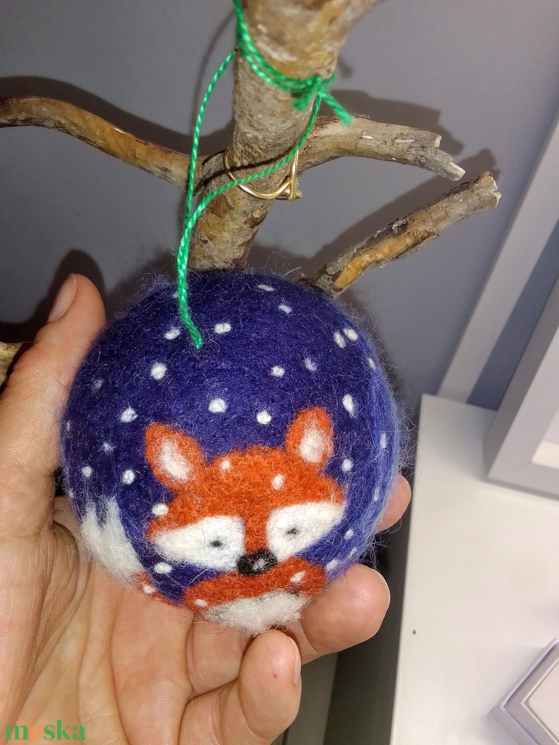 Nemezelt téli rók�s gömb - karácsony - karácsonyi lakásdekoráció - karácsonyfadíszek - Meska.hu