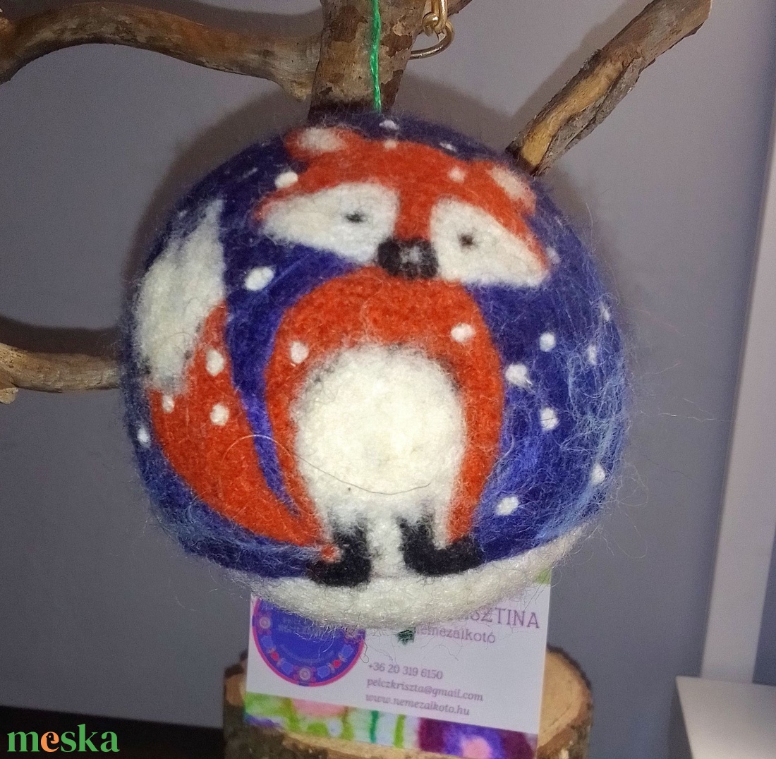 Nemezelt téli rók�s gömb - karácsony - karácsonyi lakásdekoráció - karácsonyfadíszek - Meska.hu