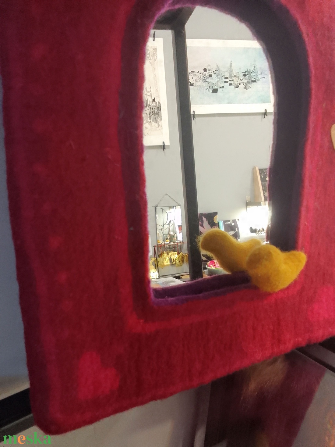 Madárkás tükör nemez keretben  -  - Meska.hu