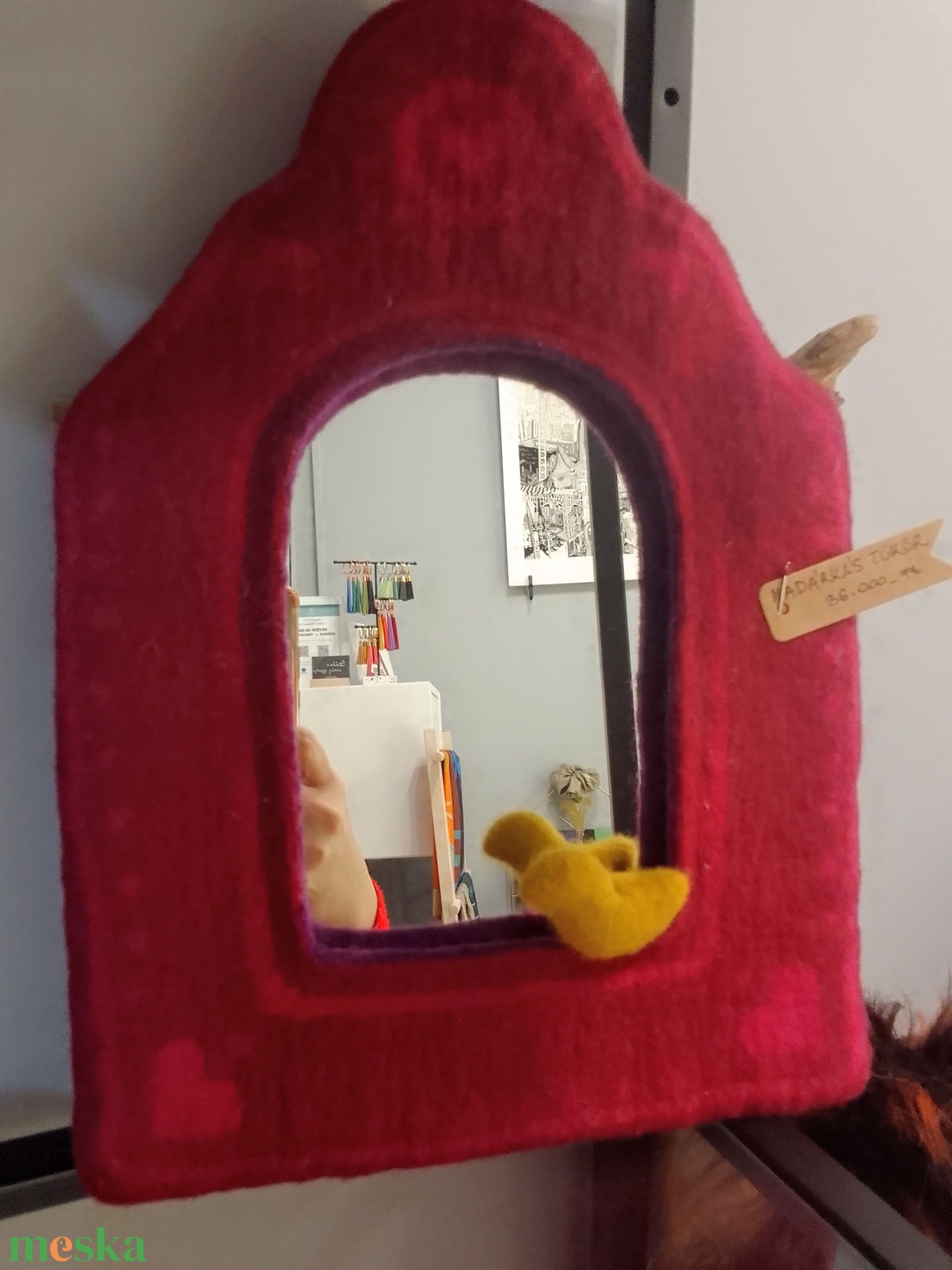 Madárkás tükör nemez keretben  -  - Meska.hu