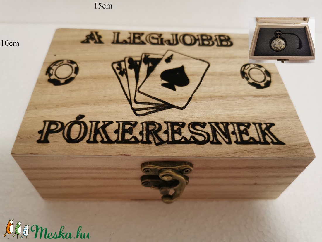 Pókeres ajándék doboz fából, egyedi, kézműves, Zsebórával - otthon & lakás - dekoráció - Meska.hu