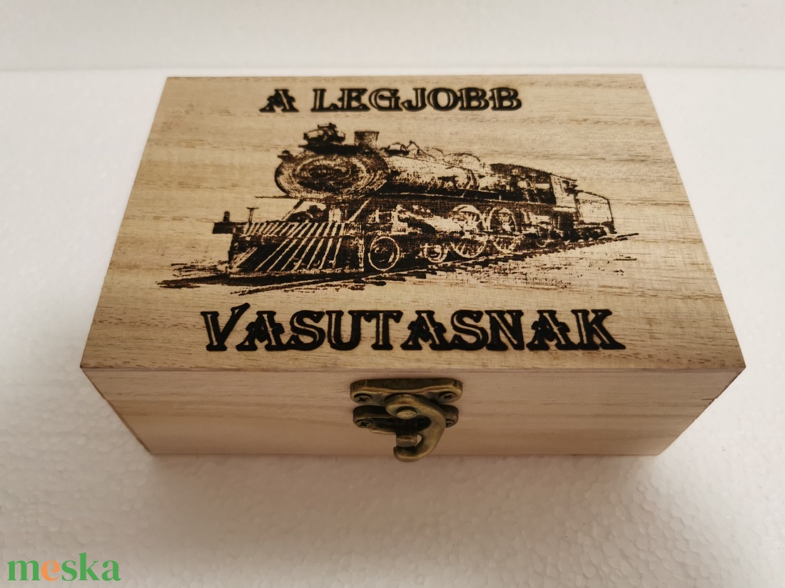 Gőzmozdonyos Zsebóra ajándék fa dobozban egyedi kézműves - ékszer - karóra és ékszeróra - zsebóra - Meska.hu