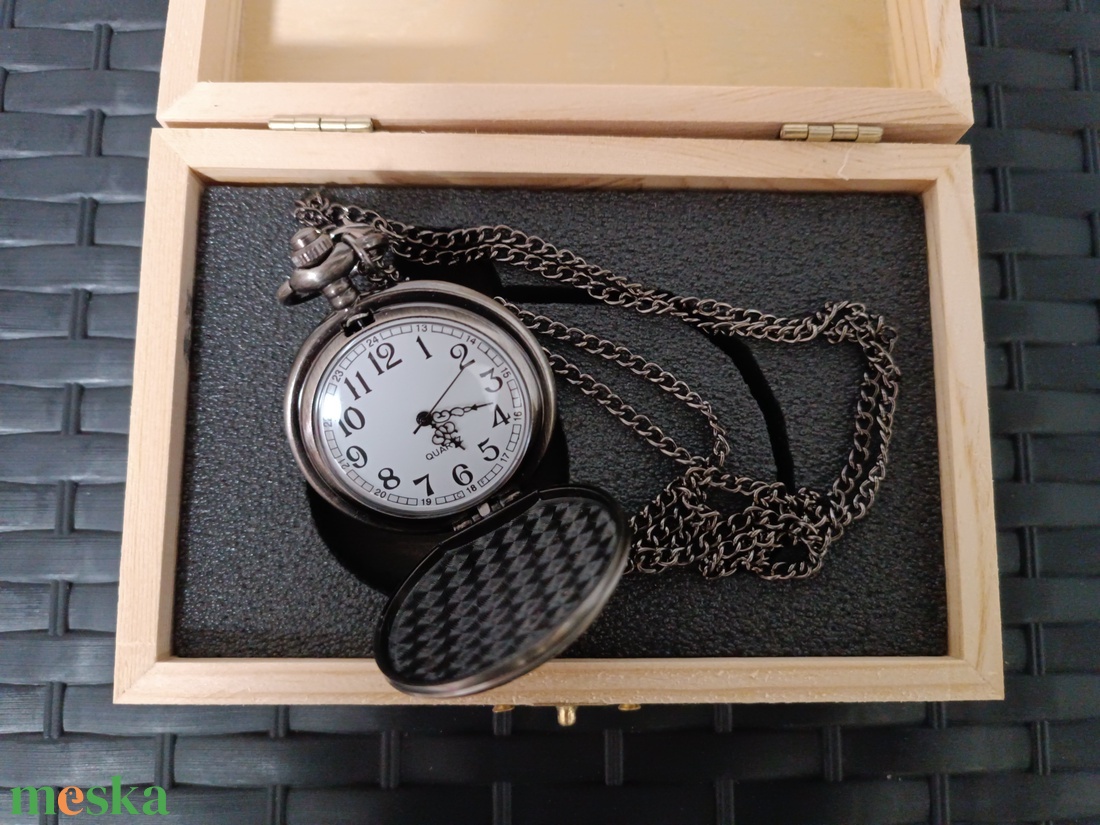 Széchenyi István arcképes Zsebóra ajándék Lánchidas fa dobozban egyedi kézműves - ékszer - karóra és ékszeróra - zsebóra - Meska.hu