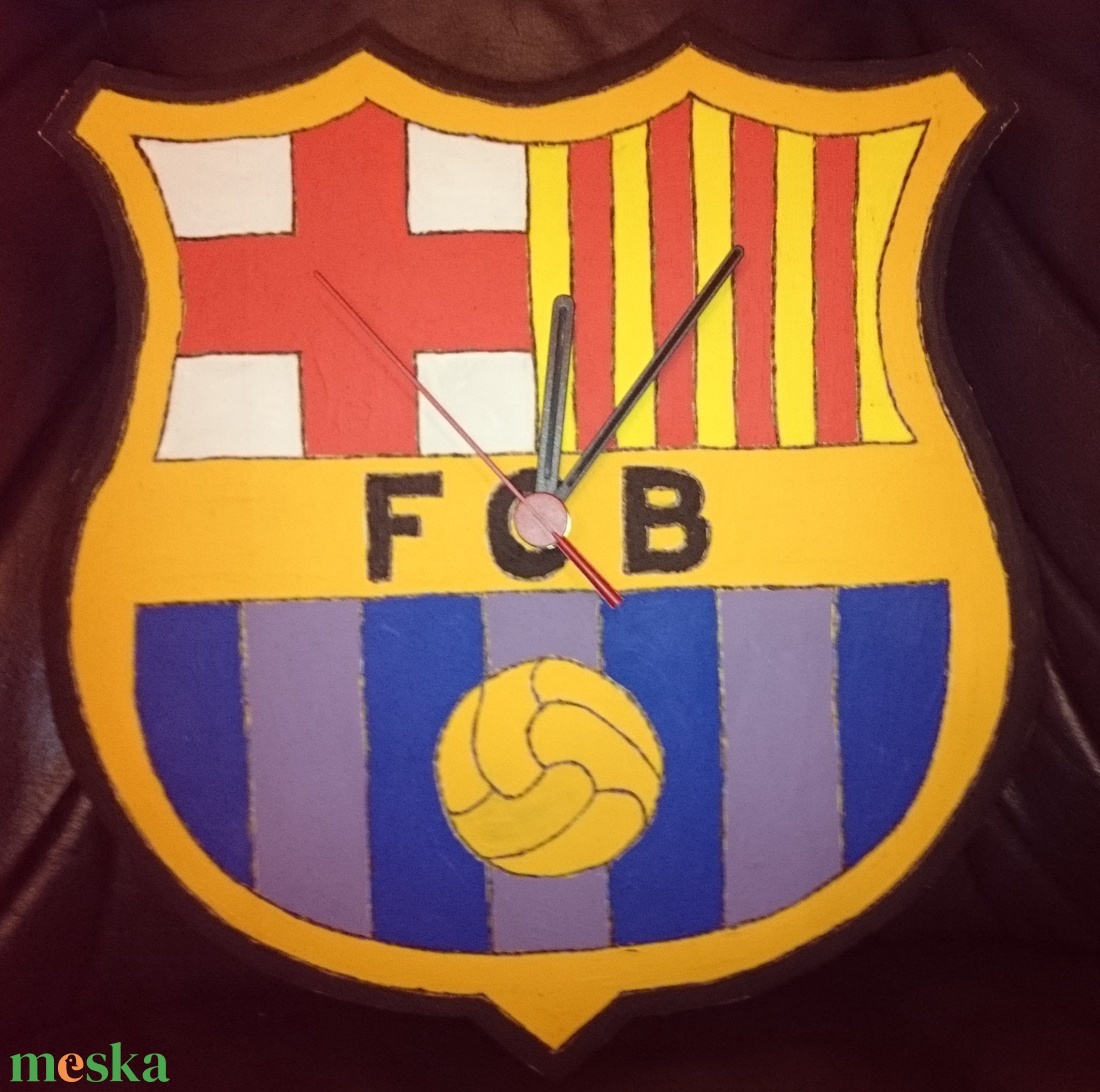 FC Barcelona falióra fából 30cmes egyedi kézzel festett - otthon & életmód - dekoráció - fali és függő dekoráció - falióra & óra - Meska.hu
