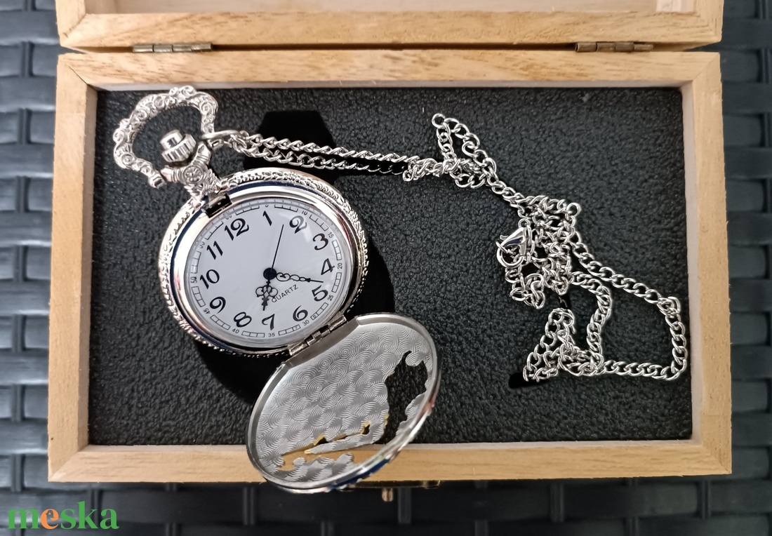 Gőzmozdonyos Zsebóra ajándék fa dobozban egyedi kézműves - ékszer - karóra és ékszeróra - zsebóra - Meska.hu