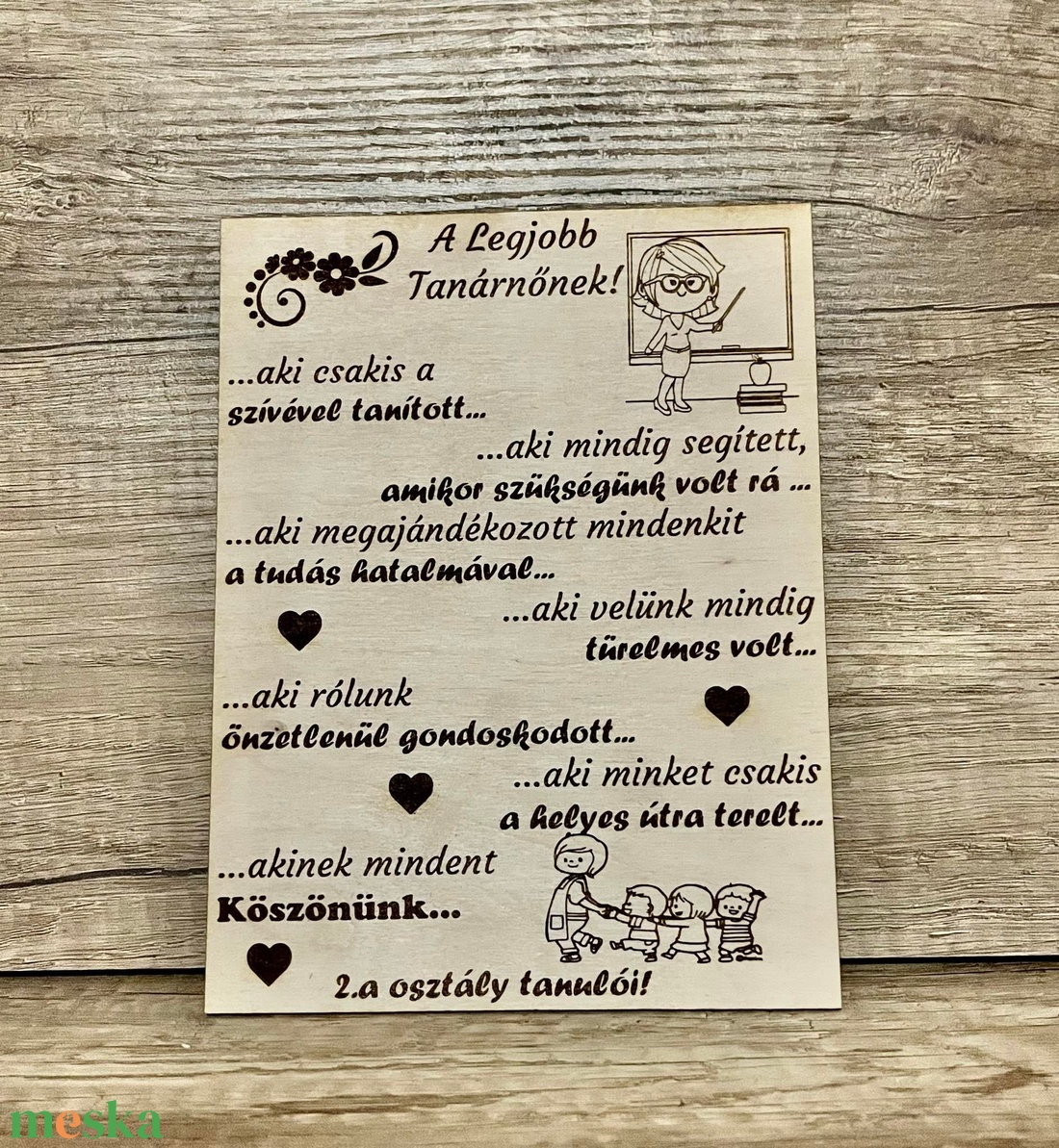 Ballagási ajándék - Fa tábla Tanárnő - otthon & életmód - dekoráció - kép & falikép - táblakép - Meska.hu