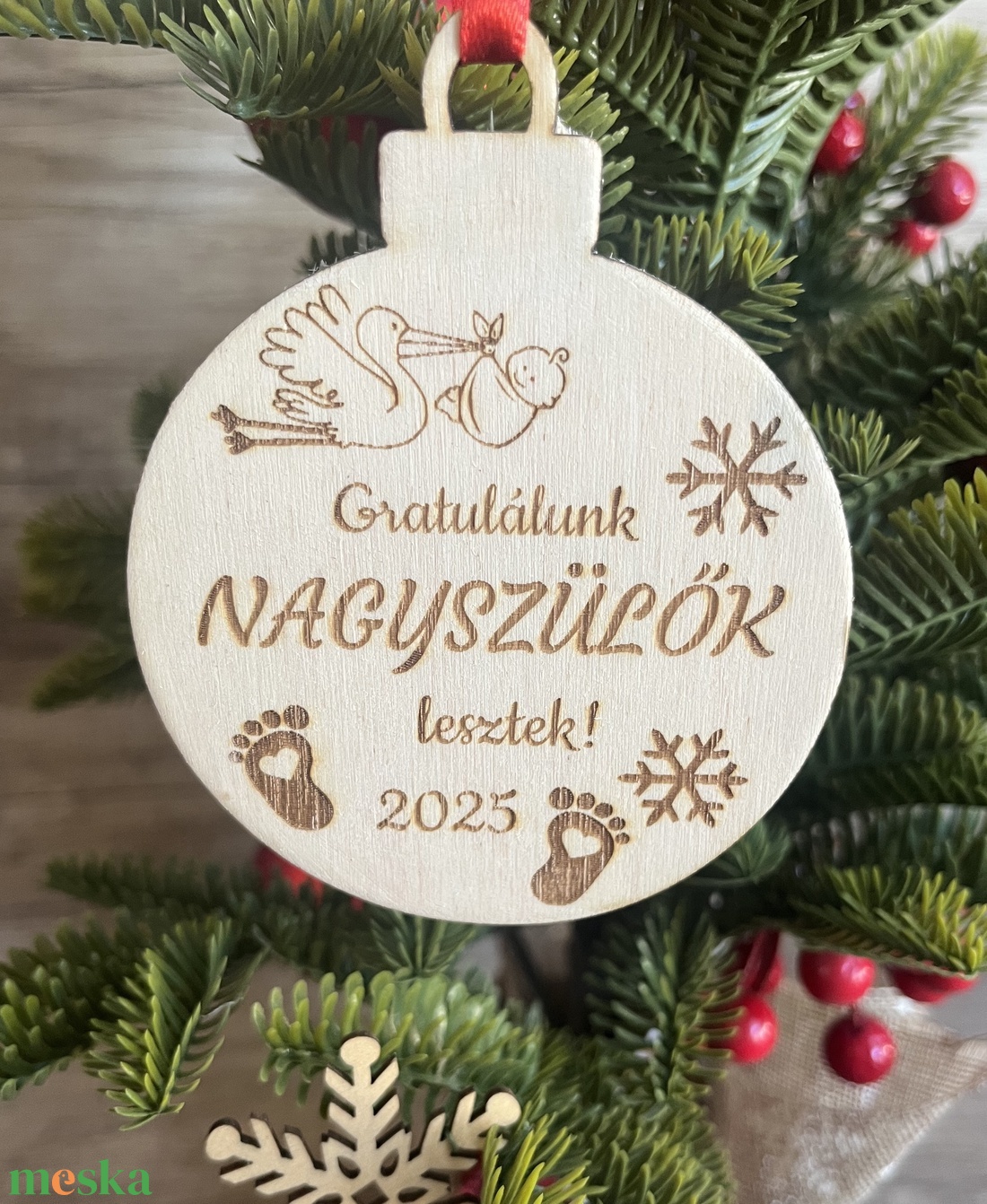 Bababejelentő  - nagyszülőknek - karácsony - karácsonyi lakásdekoráció - karácsonyfadíszek - Meska.hu