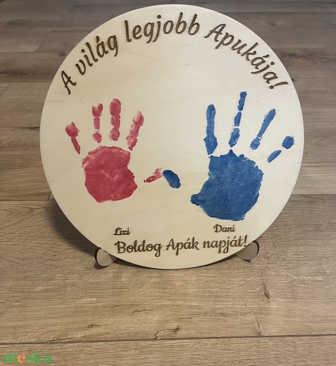 Kézlenyomat Apák napjára  - otthon & életmód - dekoráció - asztal és polc dekoráció - gravírozott táblák - Meska.hu