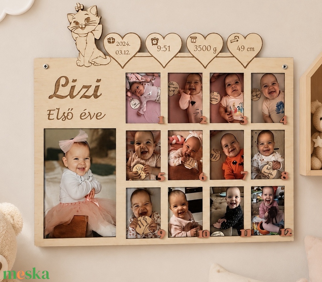 Első évem - képkeret  - baba - mama - babaszoba dekoráció - babaszoba kép - Meska.hu