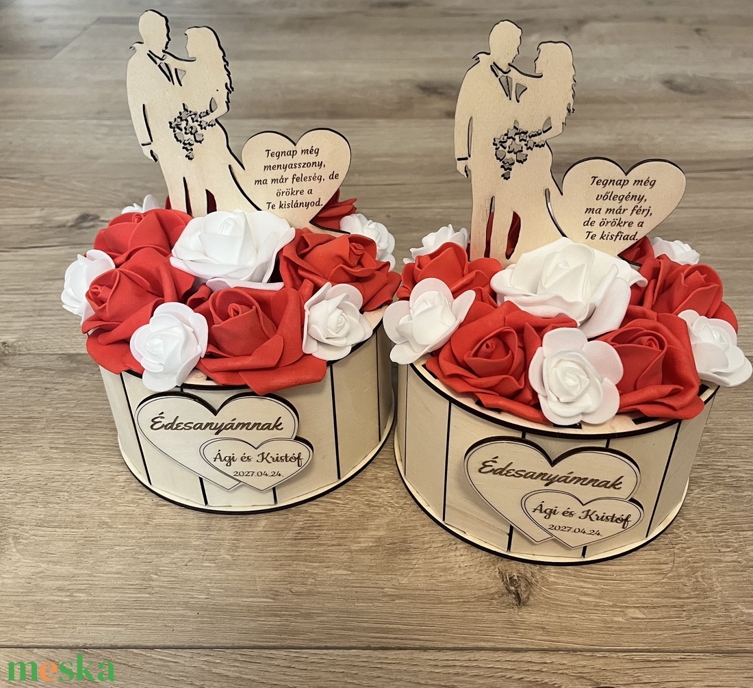 Szülőköszöntő rózsa box - esküvő - emlék & ajándék - szülőköszöntő ajándék - Meska.hu