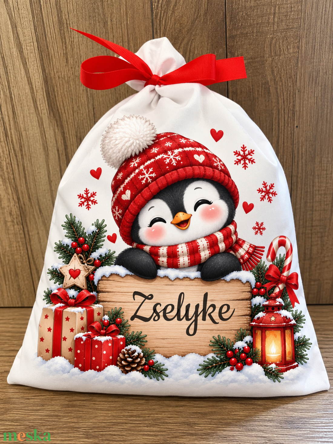 Mikulászsák - egyedi névvel - karácsony - mikulás - mikulás zsák - Meska.hu