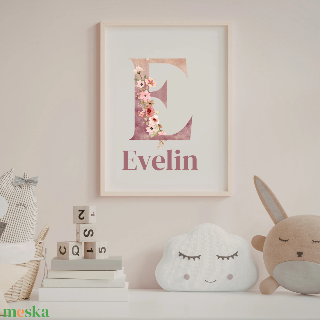 Egyedi Virágos Monogram Falikép - Akvarell Betű dekoráció - Digitális vagy Nyomtatott formában - művészet - grafika & illusztráció - digitális - Meska.hu