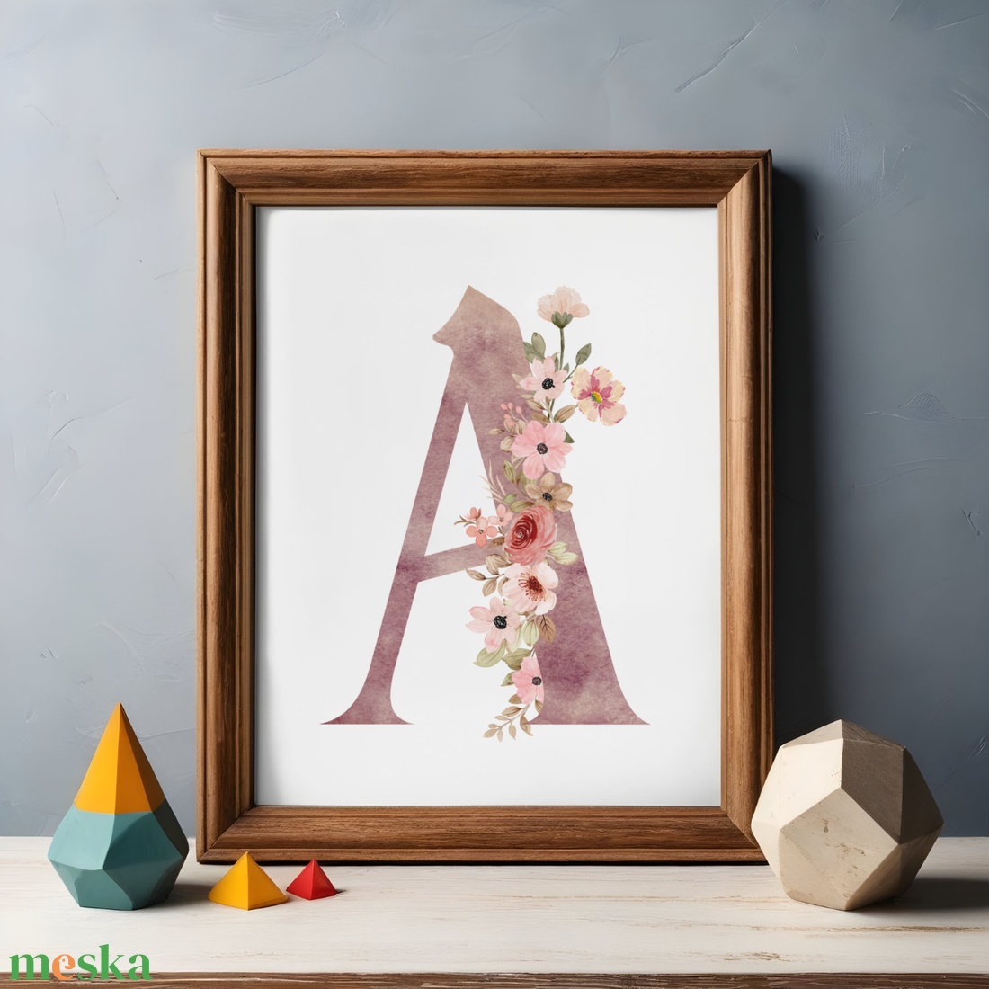 Egyedi Virágos Monogram Falikép - Akvarell Betű dekoráció - Digitális vagy Nyomtatott formában - művészet - grafika & illusztráció - digitális - Meska.hu