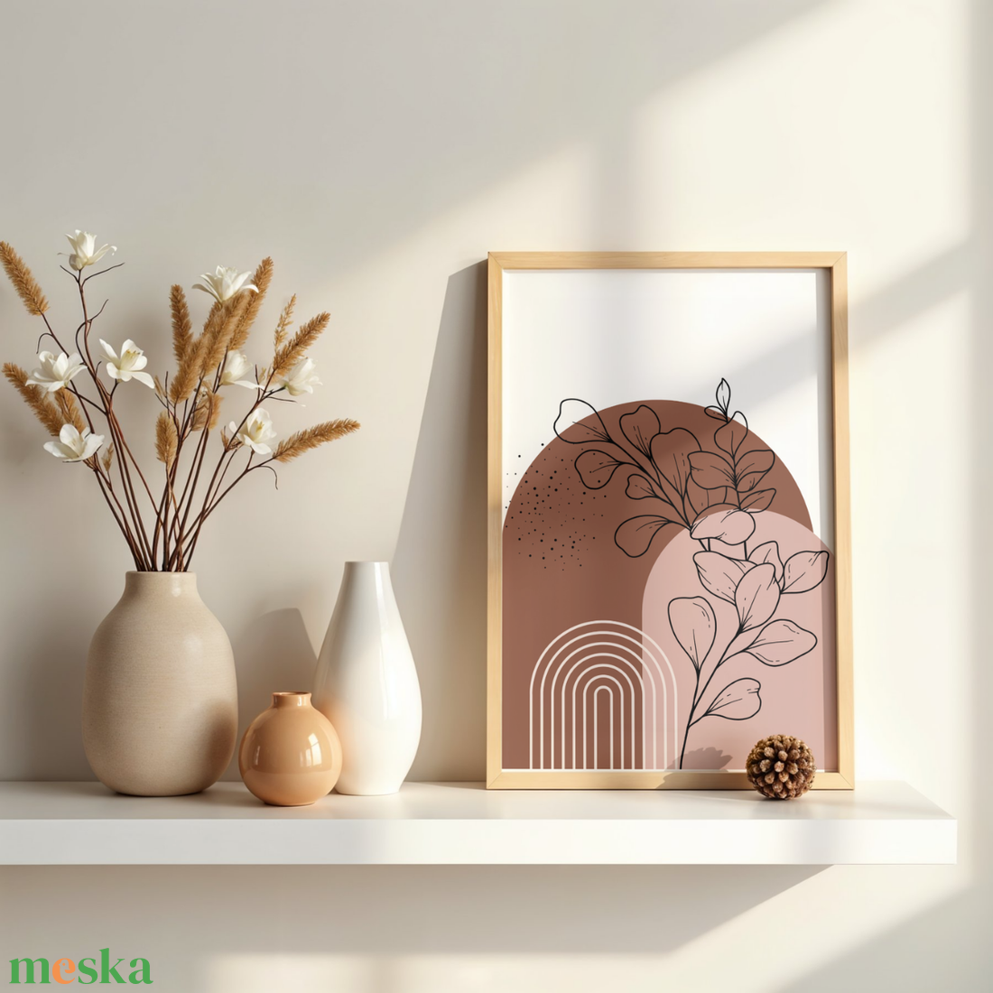 Modern Boho Absztrakt Falikép - Botanikai Illusztráció - Minimál Lakásdekoráció (A4 vagy Digitális) - művészet - grafika & illusztráció - digitális - Meska.hu