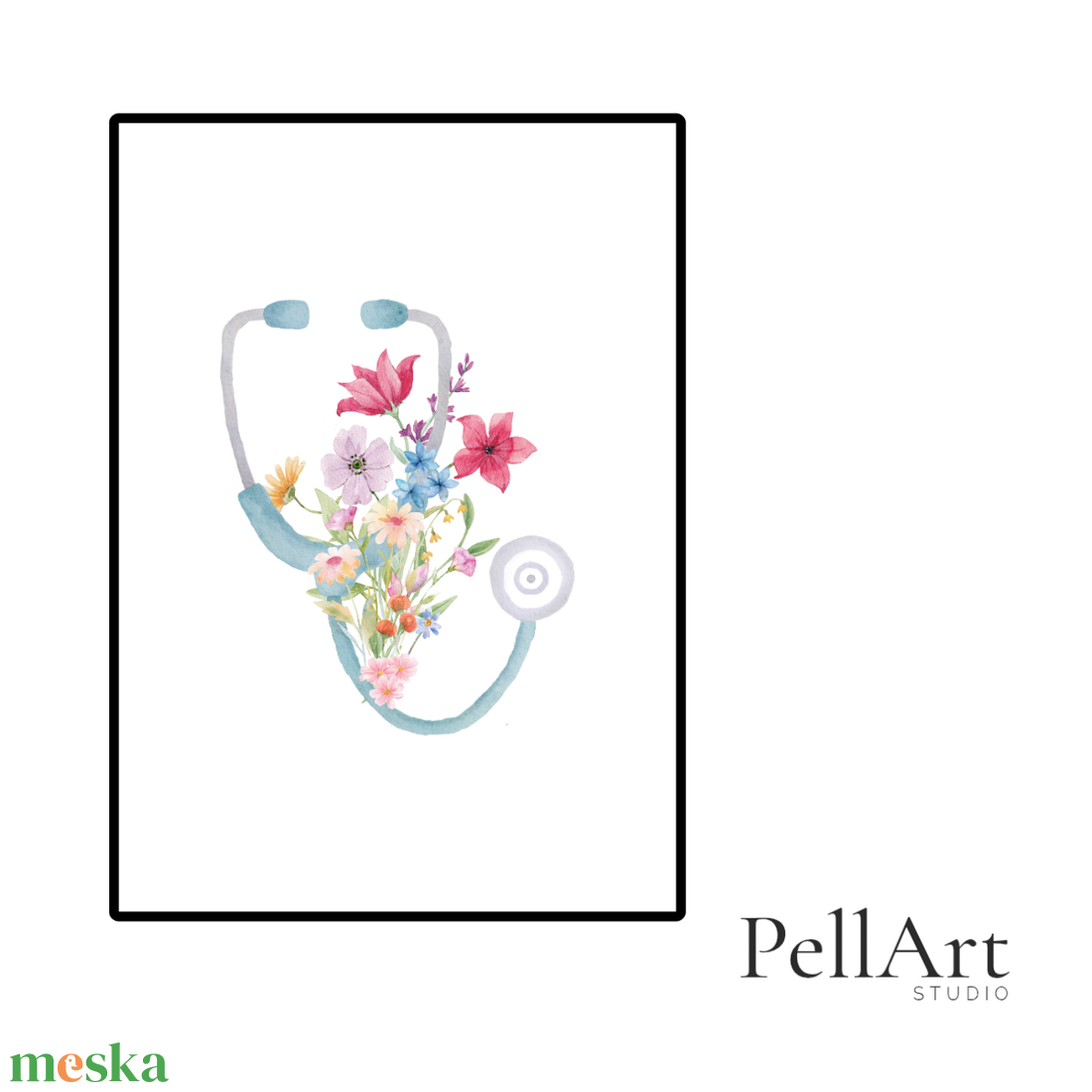 Virágos Stetoszkóp Falikép � Egyedi ajándék orvosoknak, ápolóknak - művészet - grafika & illusztráció - digitális - Meska.hu