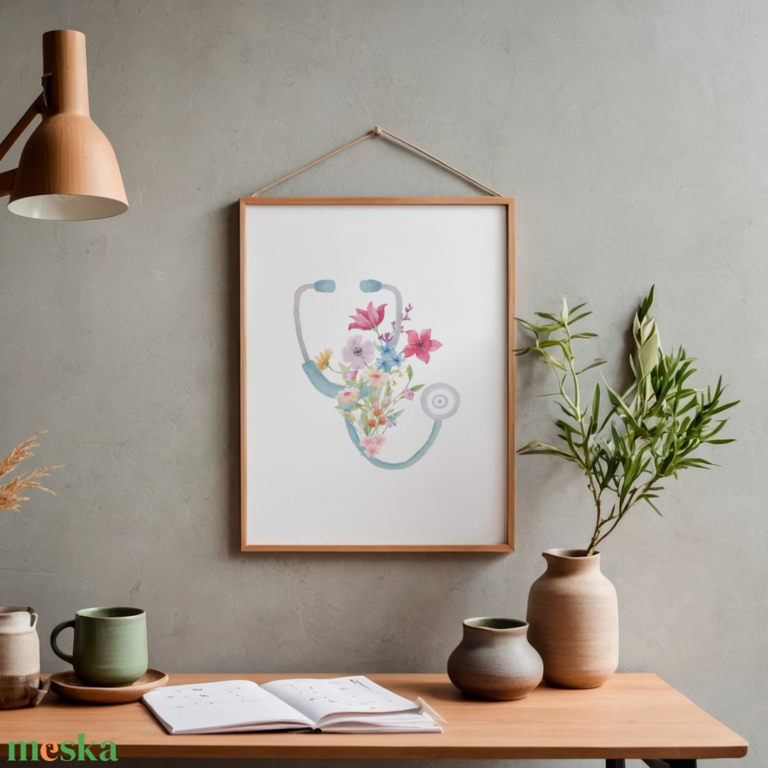 Virágos Stetoszkóp Falikép � Egyedi ajándék orvosoknak, ápolóknak - művészet - grafika & illusztráció - digitális - Meska.hu