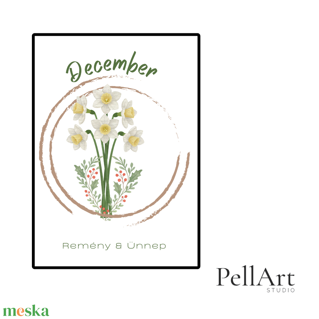 Egyedi születési virág falikép - Március - Letölthető digitális poszter - Nárcisz - művészet - grafika & illusztráció - digitális - Meska.hu