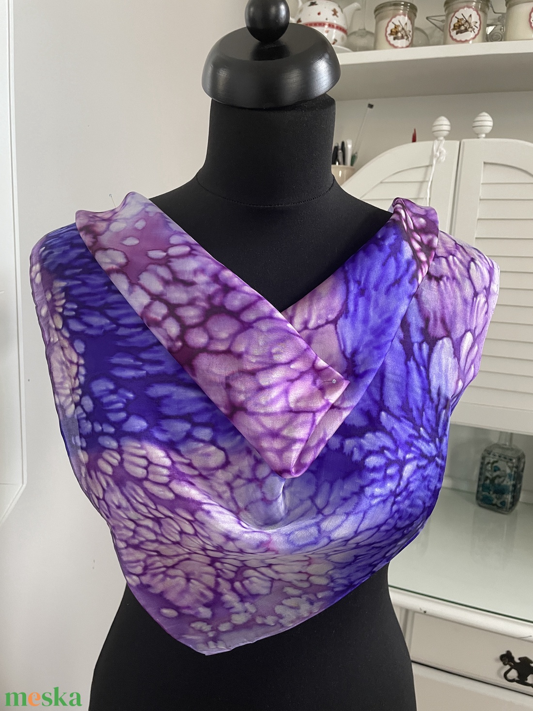 Színes kézzel festett selyemkendő - ruha & divat - sál, sapka, kendő - kendő - Meska.hu